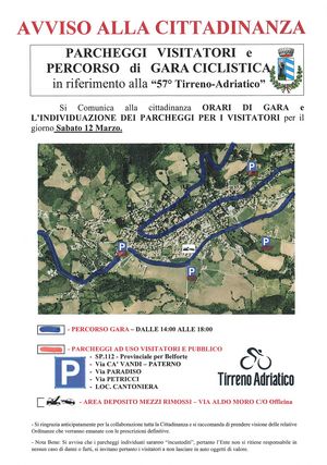 Tirreno Adriatico 2022 parcheggi