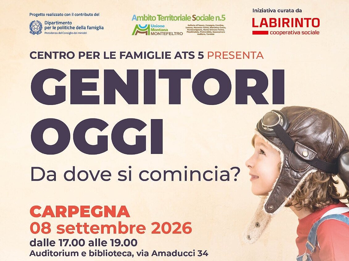 Locandina essere genitori oggi Carpegna 8 settembre 2026